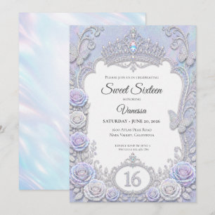 Eleganta Iridescerande Fjärilar Sweet 16 Inbjudningar