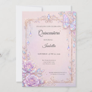 Eleganta iriserande fjärilar Quinceañera Inbjudningar