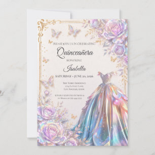 Eleganta iriserande fjärilar Quinceañera Inbjudningar