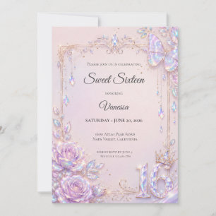Eleganta Iriserande Fjärilar Sweet 16 Inbjudningar