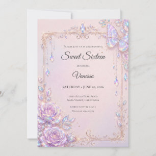 Eleganta Iriserande Fjärilar Sweet 16 Inbjudningar