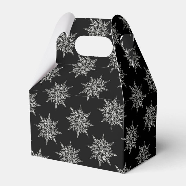 Eleganta iskristaller Snöflingor Mönster på svart Presentaskar (Framsidan Sidan)