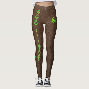 Eleganta jordnära läderstruktur leggings