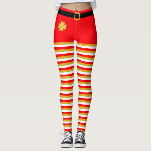 Eleganta jul-elf-strumpbyxor med ränder leggings
