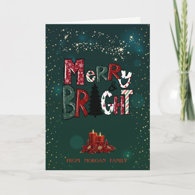 Eleganta jul röda ljus Glad och ljus Helgkort (Framsida)