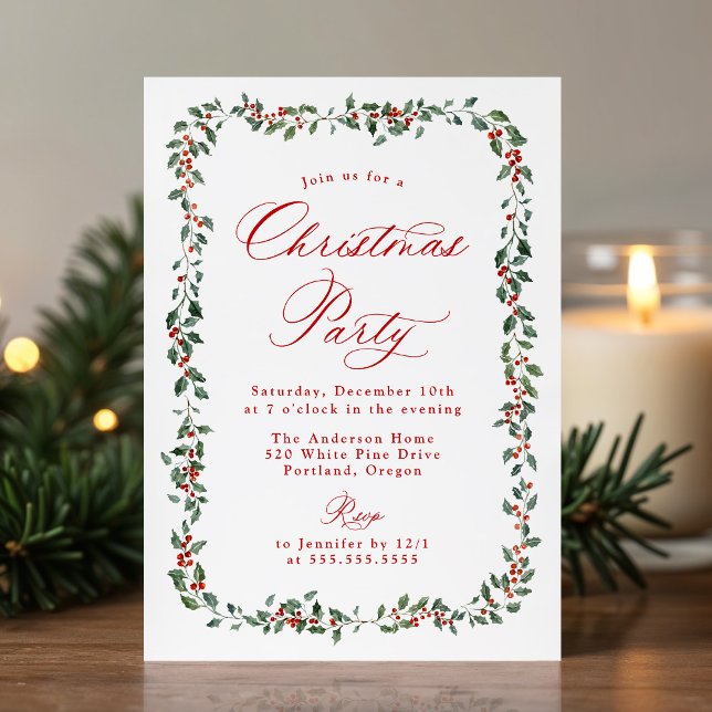 Eleganta julbärs- och grönsakschristmasfest inbjudningar (Skapare uppladdad)