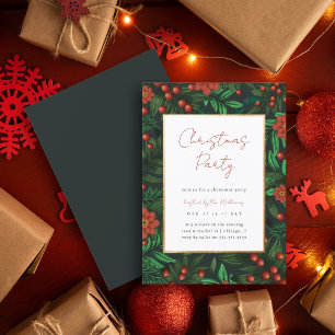 Eleganta julbärsblad julfest inbjudningar