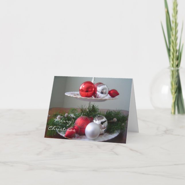 Eleganta juldekorationer helgkort (Framsida)