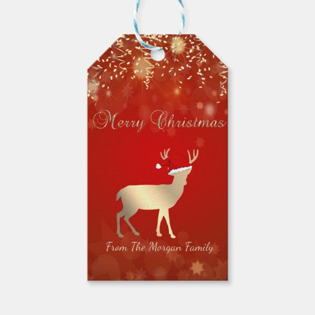 Eleganta julgranar, Konfetti, Röd Presentetikett (Framsidan)
