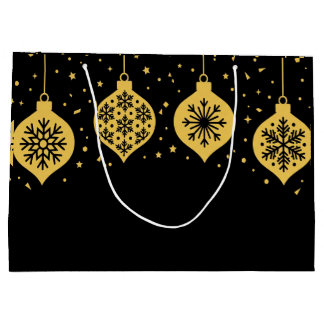 Eleganta julgranprydnader i guld på svart