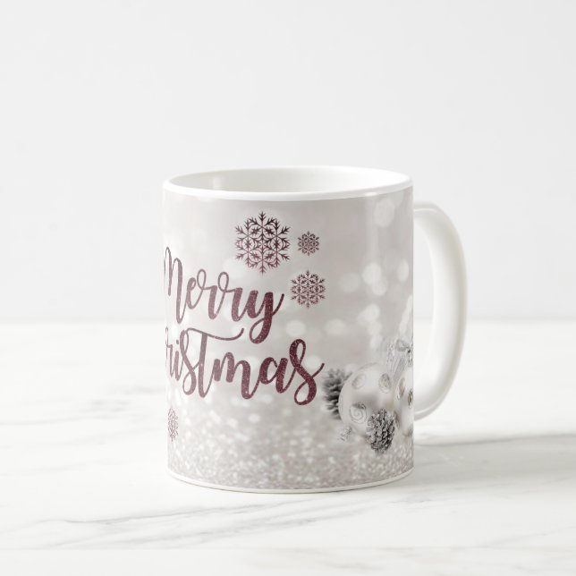Eleganta julgranskulor, glitter bokeh kaffemugg (Framsida höger)