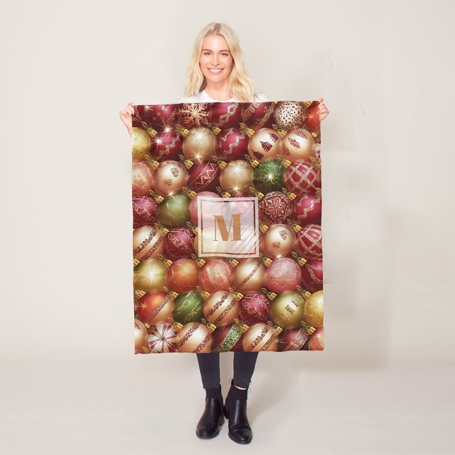 Eleganta julgransprydnader fleecefilt (Elegant Christmas Tree Baubles Fleece Blanket - SMALL 30" x 40" shown of 3 sizes)