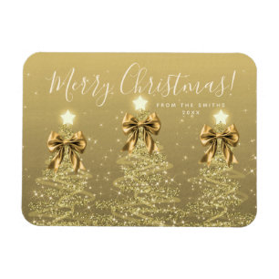 Eleganta julguldträd + år magnet