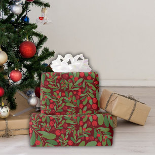Eleganta julklappar med burgunderröd mistel presentpapper