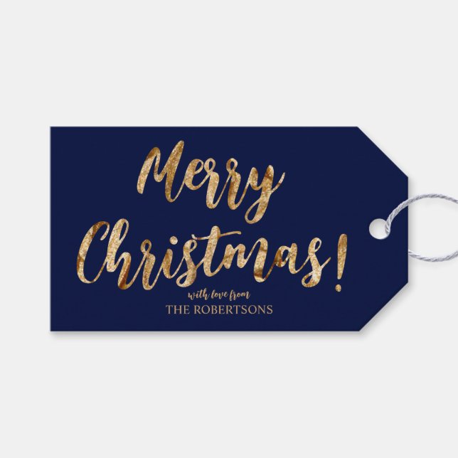 Eleganta julklappsetiketter med guldsnillografi presentetikett (Framsidan (Horisontell))
