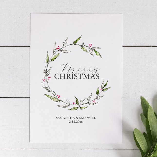 Eleganta julkort Handmålad konst Helgkort (Botanical Christmas card features unique art by Victoria Grigaliunas of Do Tell A Belle)