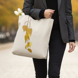 Eleganta julpresenter med gyllene björklöv tygkasse