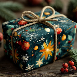 Eleganta julstjärnor dekorationer vinter botanisk presentpapper
