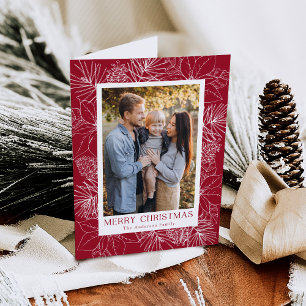 Eleganta julstjärnor och kottar Tranbärs fotokort Helgkort