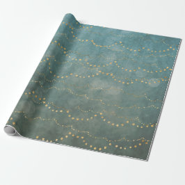 Eleganta julsträngljus guld/teal presentpapper