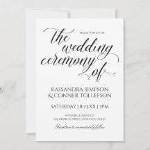 Eleganta Kalligrafi Bröllopsinbjudningar | Svart