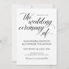 Eleganta Kalligrafi Bröllopsinbjudningar | Svart Inbjudningar