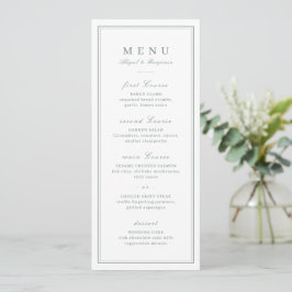 Eleganta kanter sagegrön minimalistisk bröllop meny