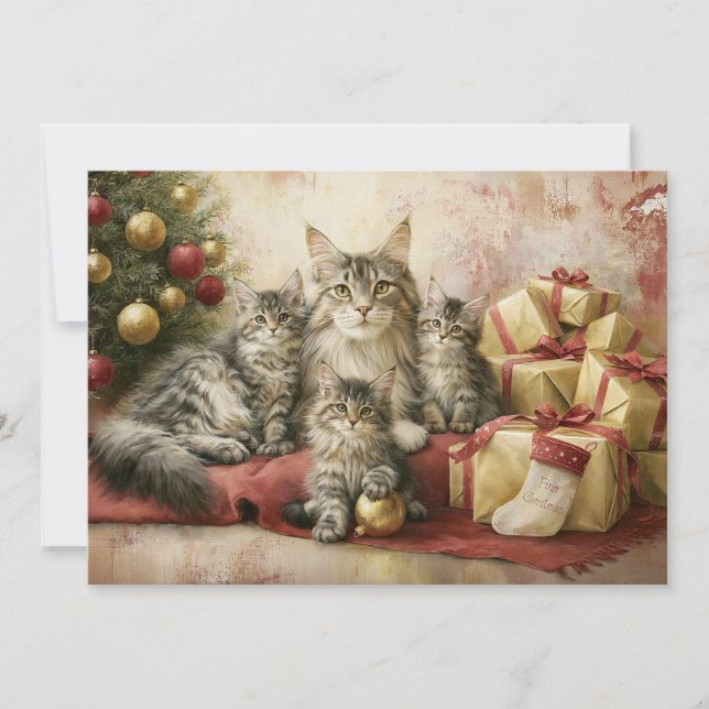Eleganta kattungar jul julkort (Framsida)