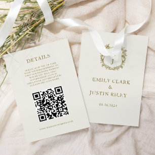 Eleganta klassiska guldbröllops QR-kod Detaljer Tilläggskort