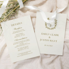 Eleganta klassiska gyllene monogram bröllopsdetalj tilläggskort