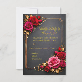 Eleganta Klassiska Röda Rosa Rosor Gyllene Vänlige OSA Kort