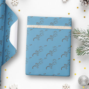 Eleganta klätterväxter Blått brunt mönster Presentpapper