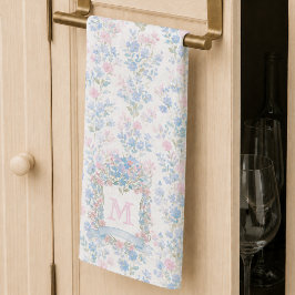 Eleganta köksdukar med blomster monogram kökshandduk