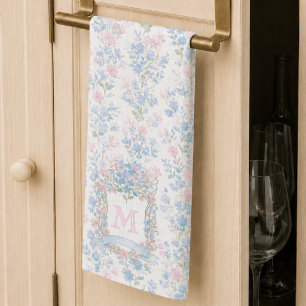 Eleganta köksdukar med blomster monogram kökshandduk