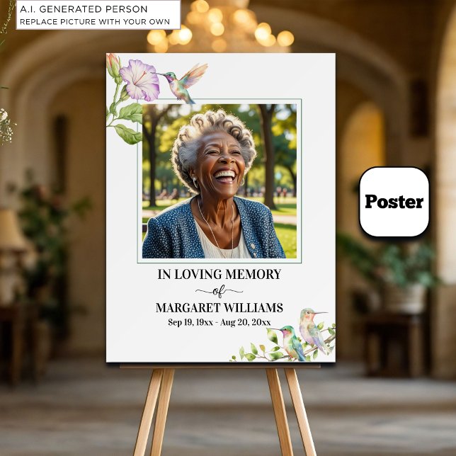Eleganta kolibri blomfoto begravning poster (Skapare uppladdad)
