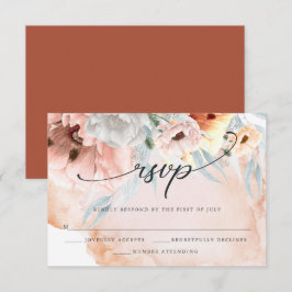 Eleganta korallfärgade akvarellblommor  RSVP-kort OSA Kort