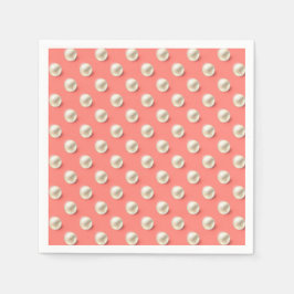 Eleganta korallfärgade pappersservetter med pärlac