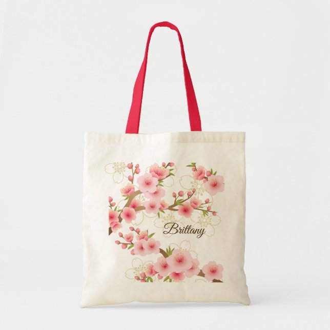 Eleganta körsbärblommar tygkasse (Framsidan)