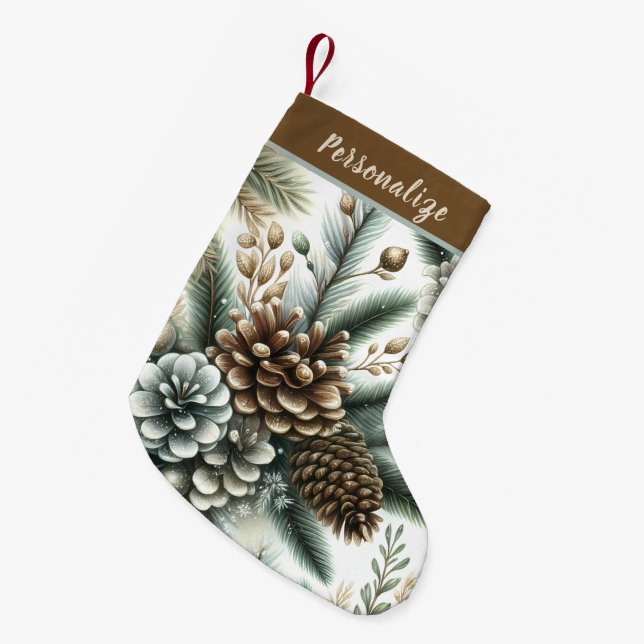 Eleganta kottar Silver och Brons Personlig Liten Julstrumpa (Framsidan (Hängande))