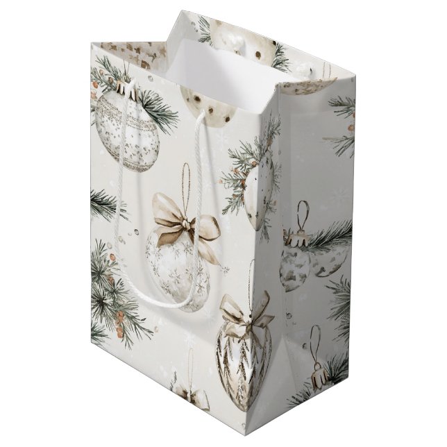 Eleganta kräm ornament jul (Framsidan Vinklad)