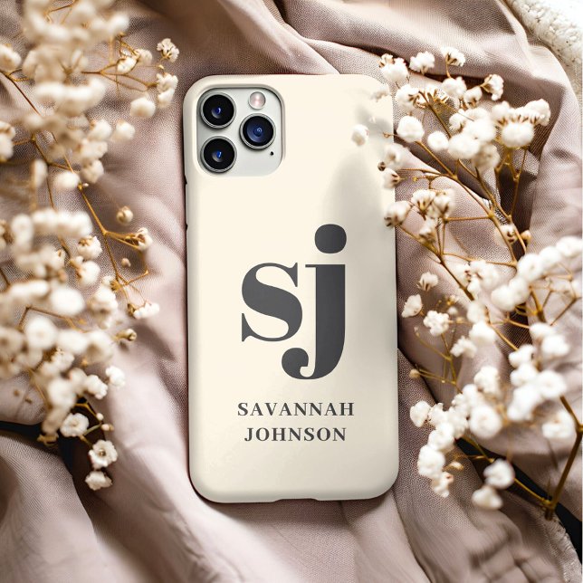 Eleganta krämfärgade monograminitialer  (Skapare uppladdad)
