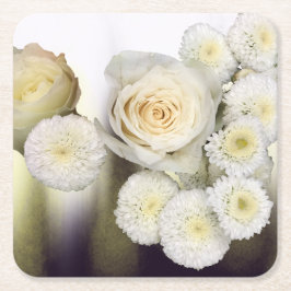 Eleganta krämiga blommor underlägg papper kvadrat