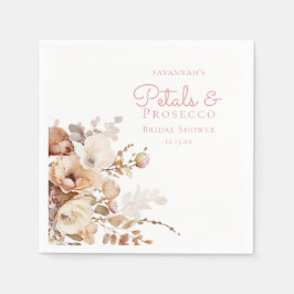 Eleganta kronblad och Prosecco Blommig Bröllopsfes Pappersservett