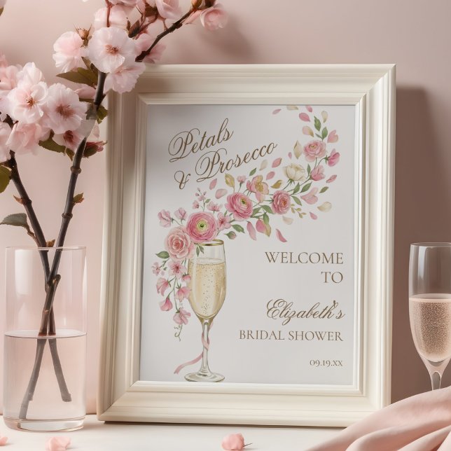Eleganta kronblad och Prosecco blomster välkomstsk Poster (Skapare uppladdad)