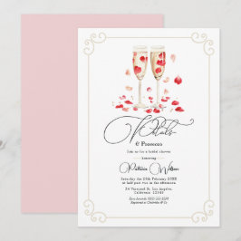 Eleganta kronblad och Prosecco Bröllopsdusch Inbjudningar