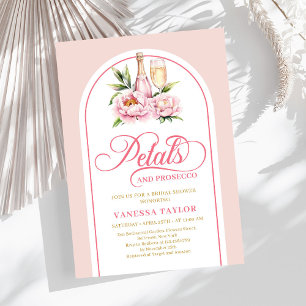 Eleganta kronblad och prosecco roséguld bröllopsdu inbjudningar