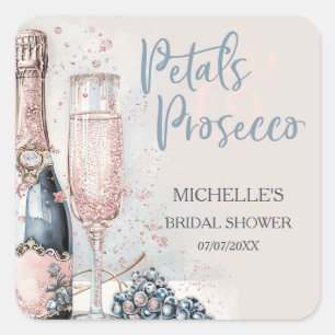 Eleganta kronblad & Prosecco Boho rosablommig somm Fyrkantigt Klistermärke