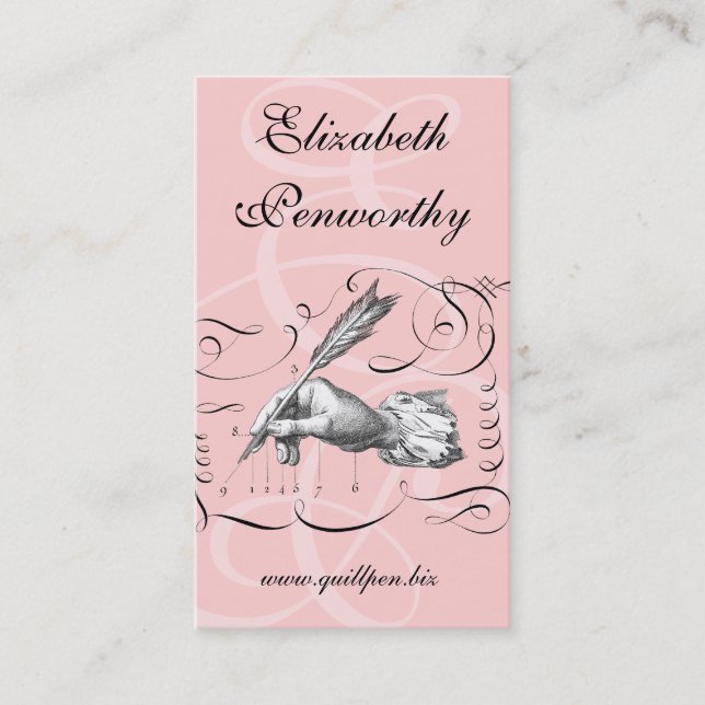 Eleganta kvinnaförfattare visitkort skrivar räcker (Framsida)