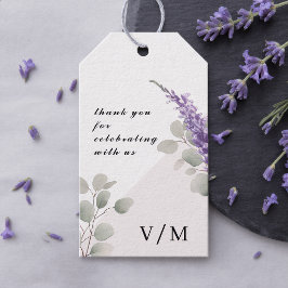Eleganta Lavendel Eukalyptusblad Bröllop Presentetikett