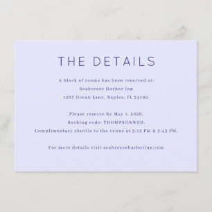 Eleganta Lavendel Minimalistiska Detaljer Tilläggskort